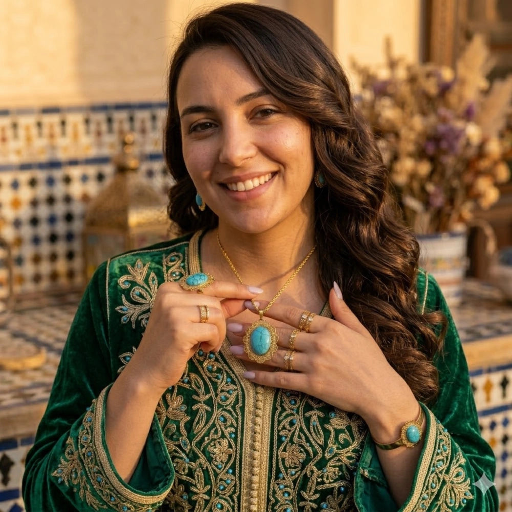 Parure Orientale Turquoise Dorée MC